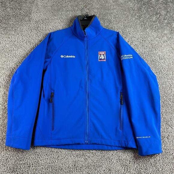Columbia Interchange Jacket Mens M Blue Titanium Omni Shield Soft Shell Fox News - Picture 1 of 15